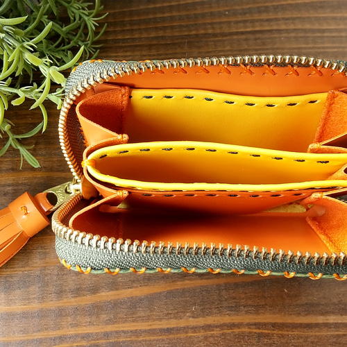 千円札を折らない最小お財布(フォレストオレンジ） 小銭入れ