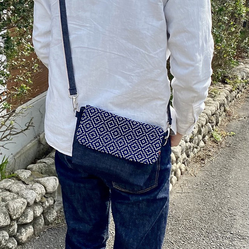 岡山デニム ショルダーバッグ 深長