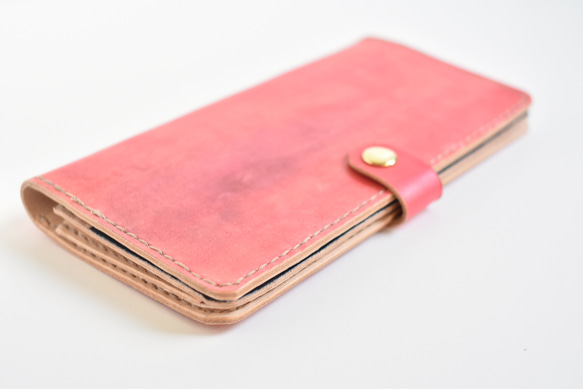 【SALE】革の手染め財布 「カントリーレッド  No.84（二つ折りの長財布）」 3枚目の画像