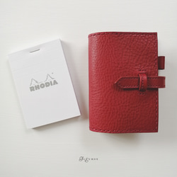 【イニシャル刻印無料】RHODIA　No11 レザーカバー【受注制作】イタリアンレザー 1枚目の画像