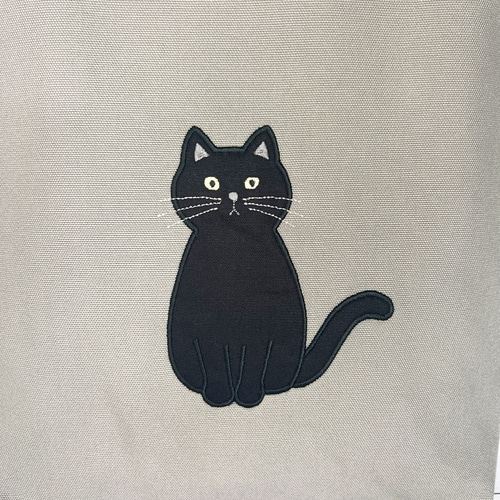 おすわりネコのアップリケ トートバック 黒ねこ トートバッグ Chaton