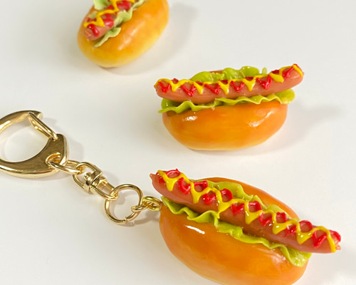 ホットドッグのキーホルダー＊フェイクフード＊食べ物＊アメリカン