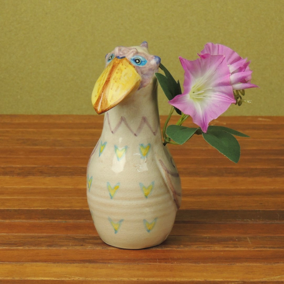 【2512】115.ハシビロコウ花器…備前焼 2512】ハシビロコウ(花器、小物入れ)…備前焼