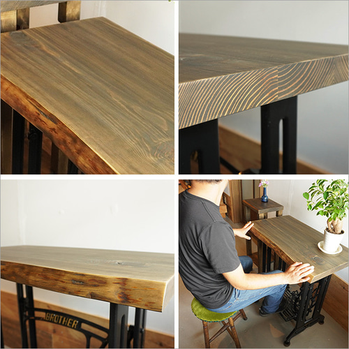 アイアン×無垢材のリメイクテーブル｜足踏みミシン脚使用 アンティーク