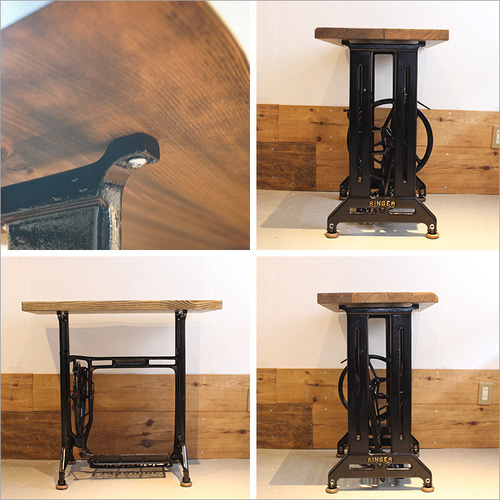 アイアン×無垢材のリメイクテーブル｜足踏みミシン脚使用 アンティーク