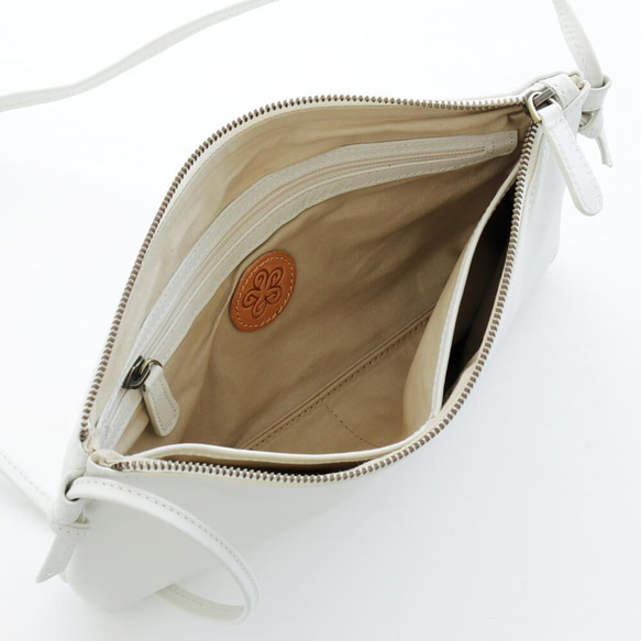 皮革 2 向單肩包 papeete 真正的牛皮旅行袋（白色）。 第8張的照片