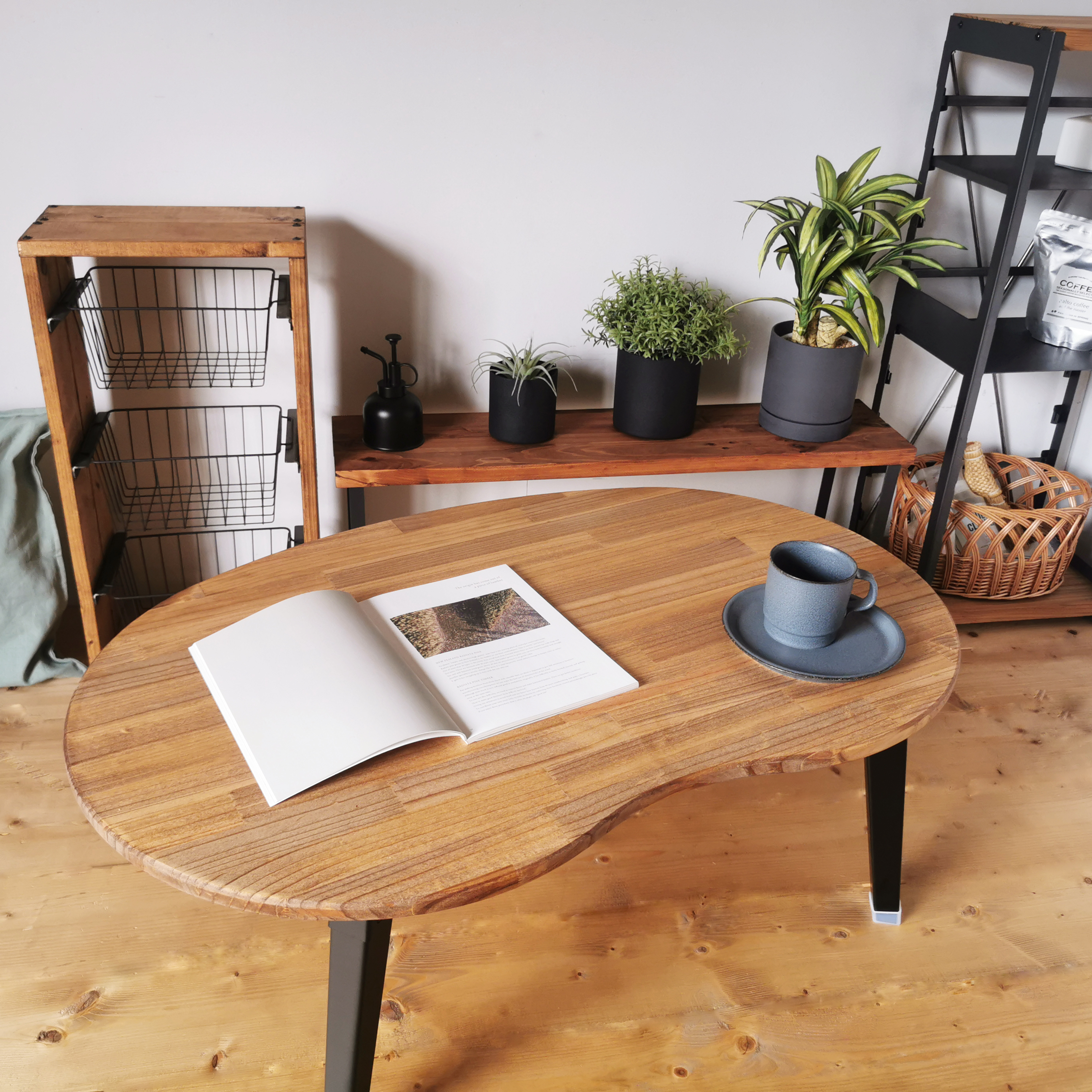 折りたたみローテーブル そら豆 【Mサイズ】/ 天然木  / カワイイ / リビング 子供部屋