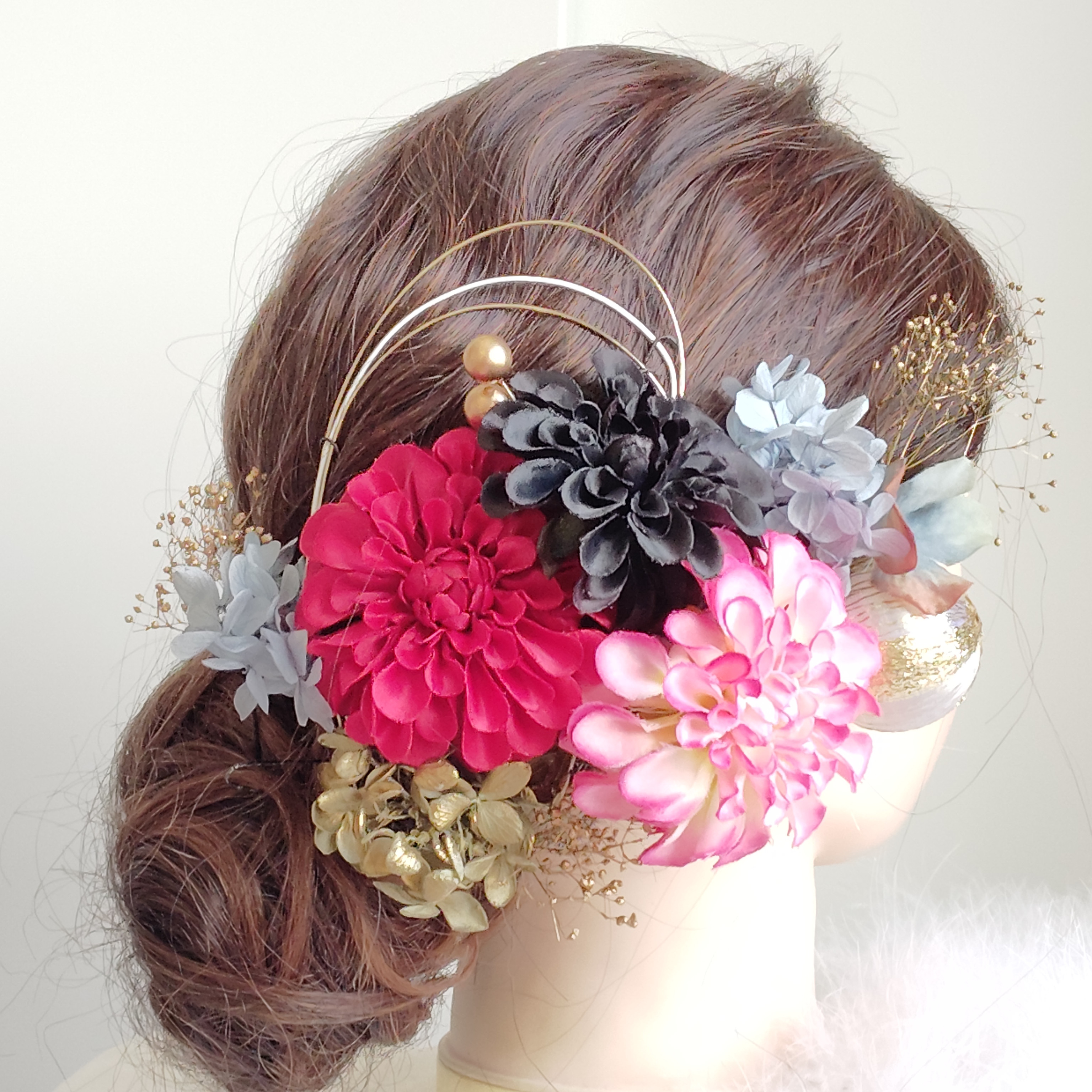 琉花＿＿紅型（びんがた）振袖の髪飾り　卒業式　成人式 　結婚式　髪飾り 　色打掛　振袖　着物　袴　和装　前撮り