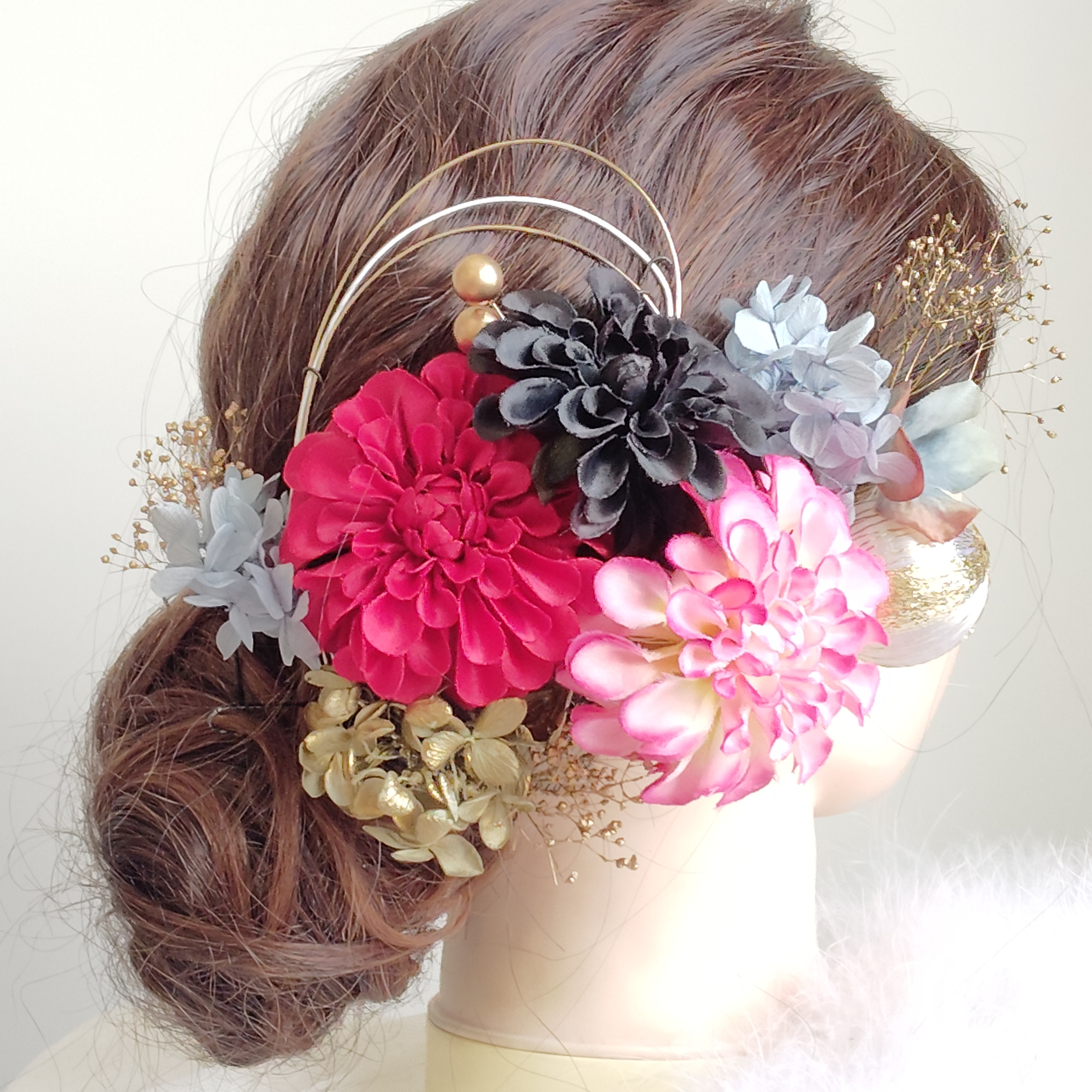 琉花＿＿紅型（びんがた）振袖の髪飾り　卒業式　成人式 　結婚式　髪飾り 　色打掛　振袖　着物　袴　和装　前撮り