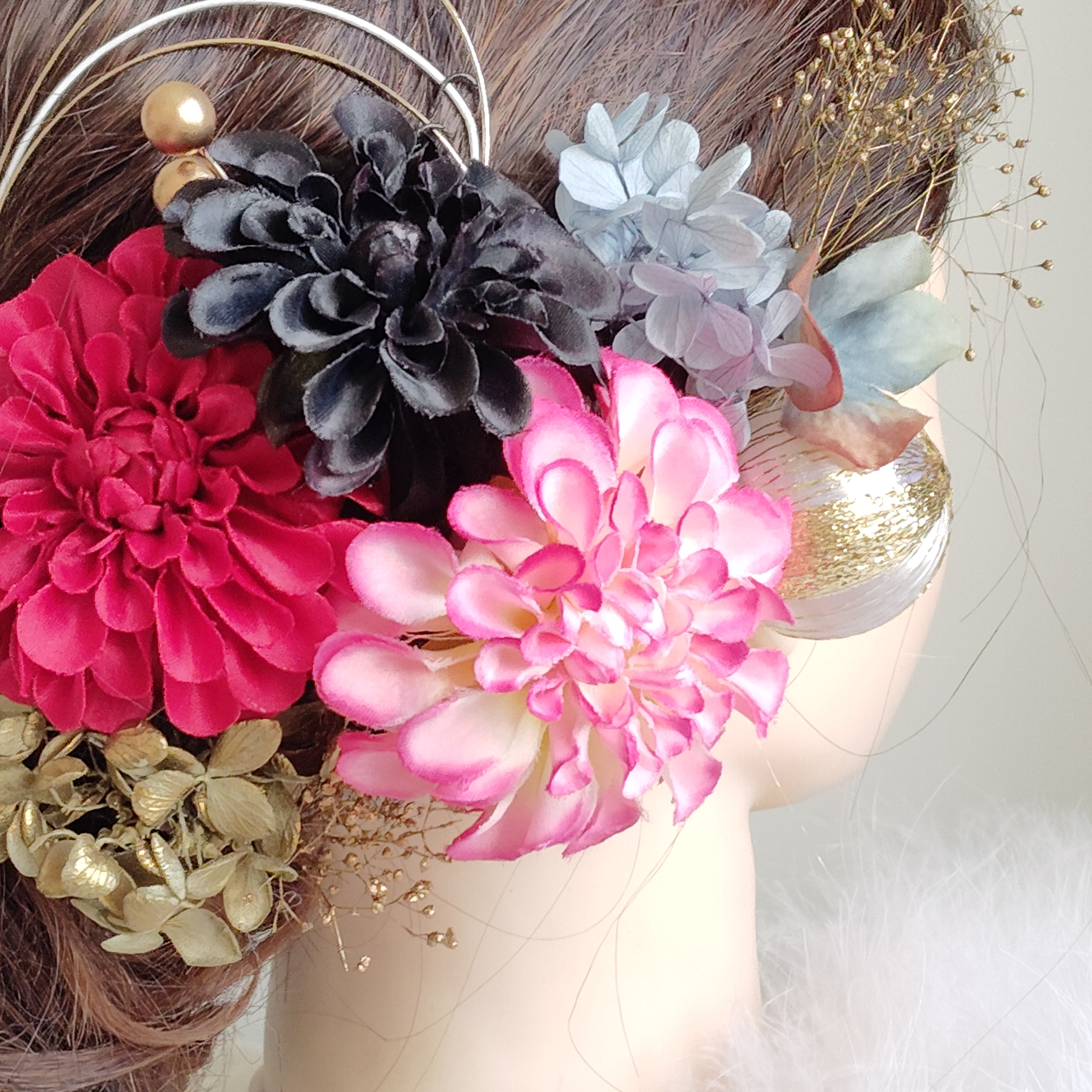 琉花＿＿紅型（びんがた）振袖の髪飾り　卒業式　成人式 　結婚式　髪飾り 　色打掛　振袖　着物　袴　和装　前撮り