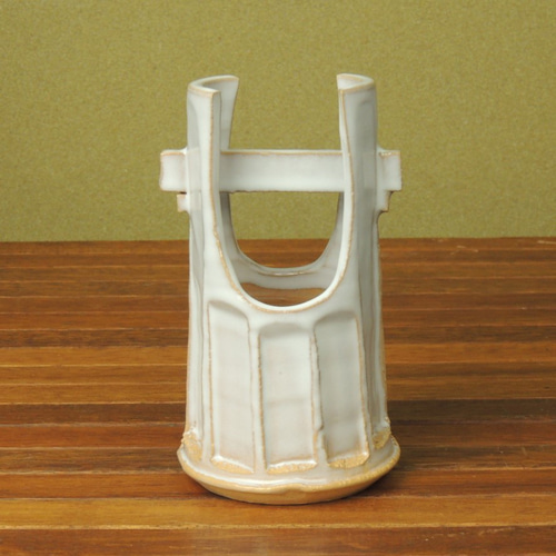 独特の上品 萩焼 手桶花入れ 一輪挿し・花瓶・花器 土和窯（つちわがま 工芸品
