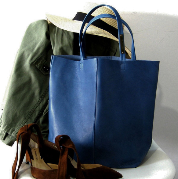 OTONA eco-bag VMサイズ ブルー 本革製 トートバッグ トート OTONA eco-bag VMサイズ ブルー 本革製 トートバッグ トート