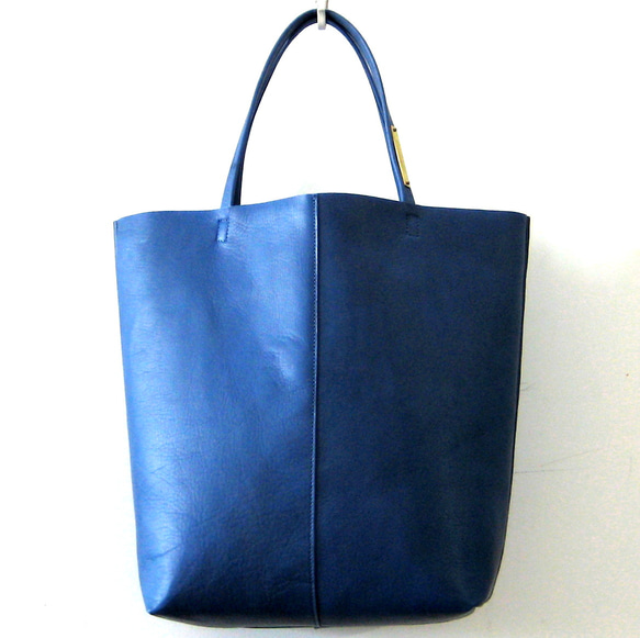OTONA eco-bag VMサイズ ブルー　本革製  トートバッグ 2枚目の画像