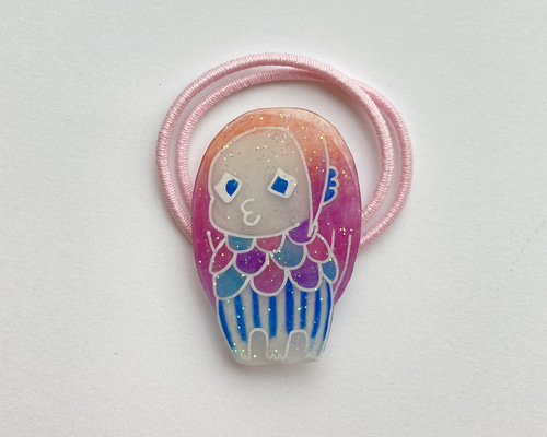 アマビエちゃん（ピンク）【ヘアゴム】 あまびえ 妖怪 お化け お守り