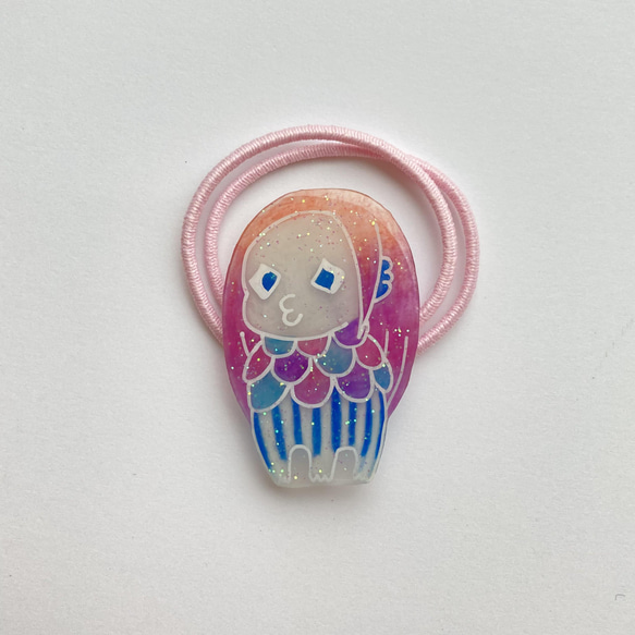 アマビエちゃん（ピンク）【ヘアゴム】 あまびえ 妖怪 お化け お守り