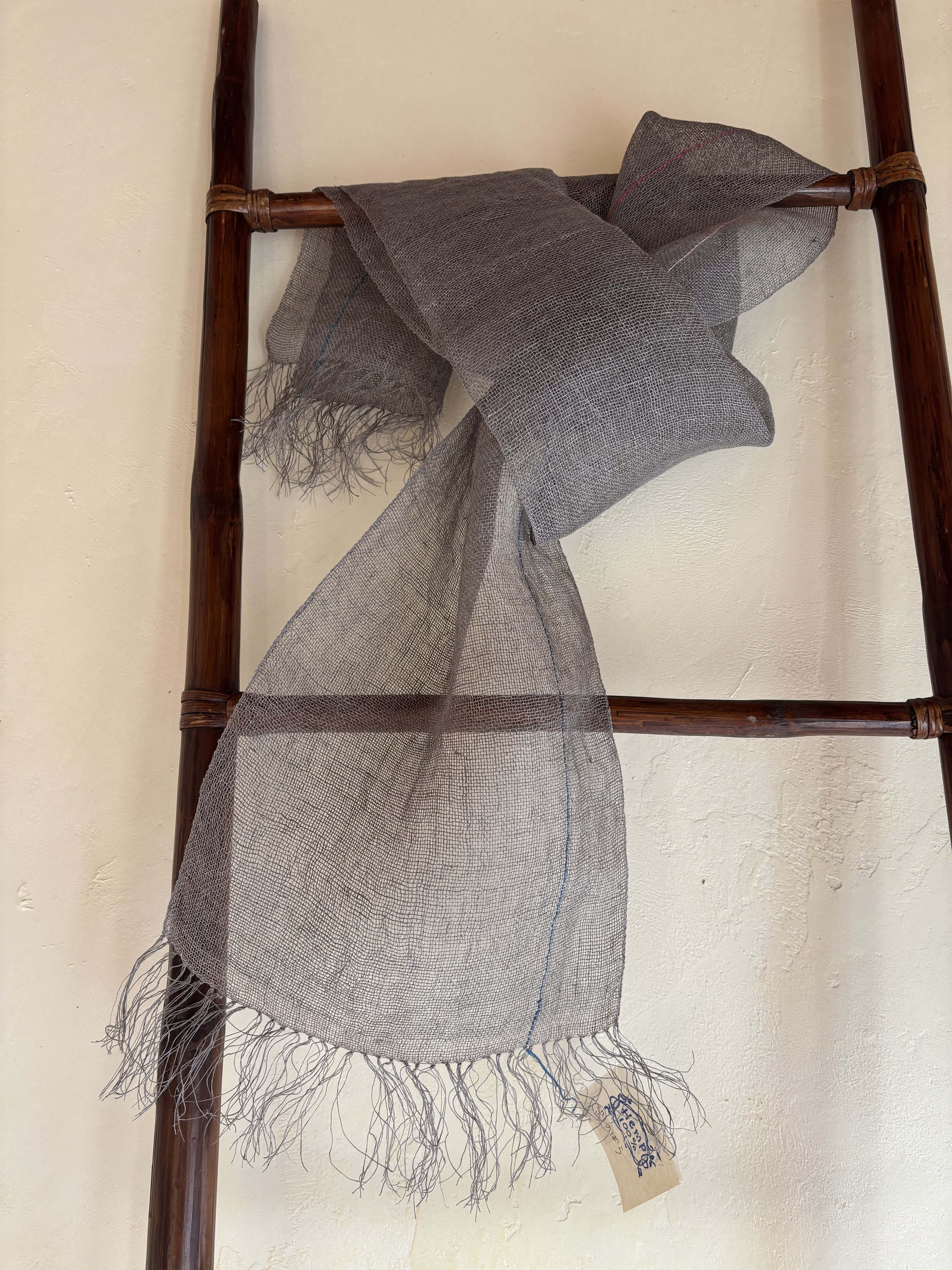 手織りヘンプストールのばら