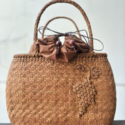 山葡萄 山葡萄籠バッグ 手編み 山葡萄かごバッグ 市松編み 内布あり