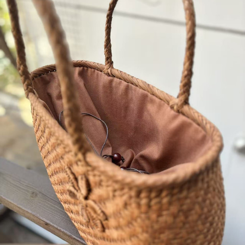 山葡萄籠バッグ 手作り 山葡萄かごバッグ 内布あり 網代編み