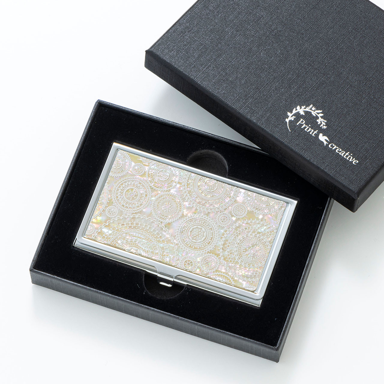 天然貝 名刺カードケース（ホワイトレース）シェル・螺鈿アート