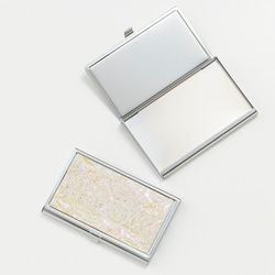 天然貝殼名片卡盒（白色蕾絲）貝殼/珍珠母系藝術 | 推薦作為禮物 第5張的照片