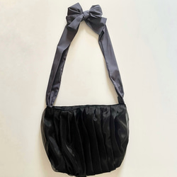 【受注生産】 《3way》  ribbon tote bag （black×dark gray） 7枚目の画像