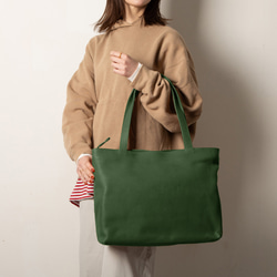 限量色2Way櫪木皮革手提包拉鍊大容量綠色JAB001 第2張的照片