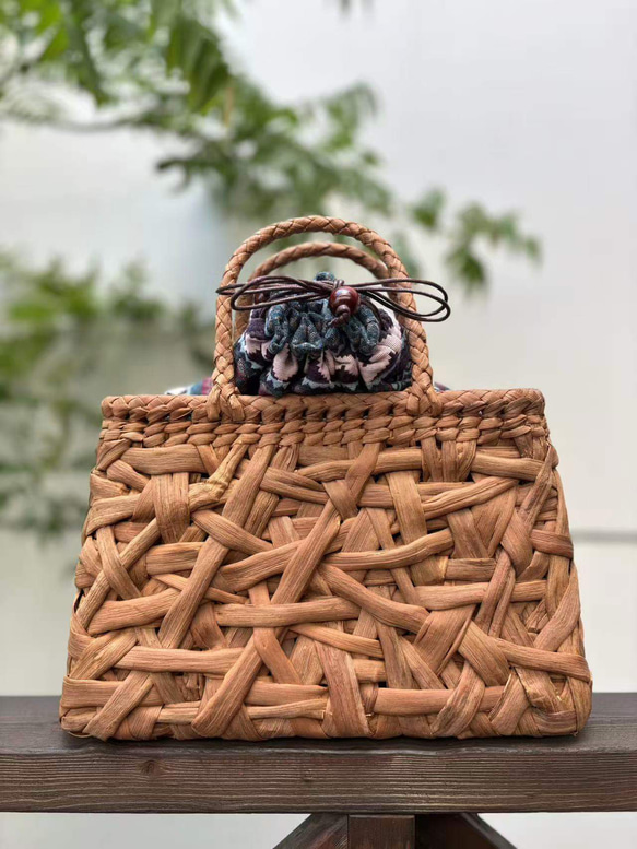 山葡萄 かごバッグ 巾着型内袋付き