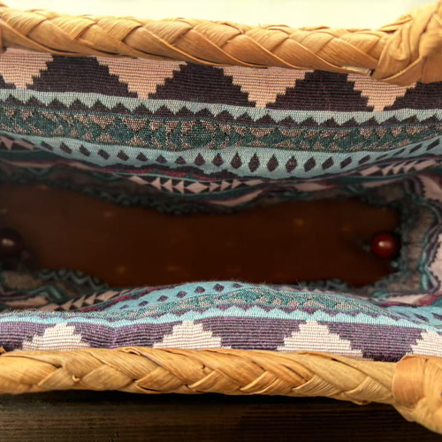 国産　山葡萄かごバッグ　やたら編み　内布付き 山葡萄 かごバッグ 国産 日本製 網代編み 手提げロータイプ 籠バッグ