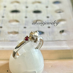 7月のカエル　ルビーと小さなカエルの指輪 3枚目の画像