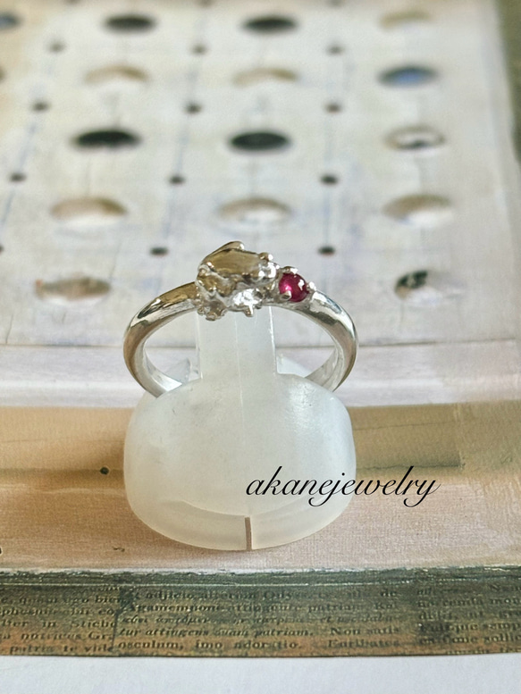 7月のカエル　ルビーと小さなカエルの指輪 6枚目の画像