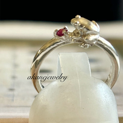 7月のカエル　ルビーと小さなカエルの指輪 8枚目の画像