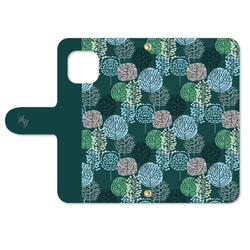 ブルーグリーン の 森 スマホケース 手帳型 グーグルピクセル アクオス アローズ  あいふぉん スマホカバー 4枚目の画像