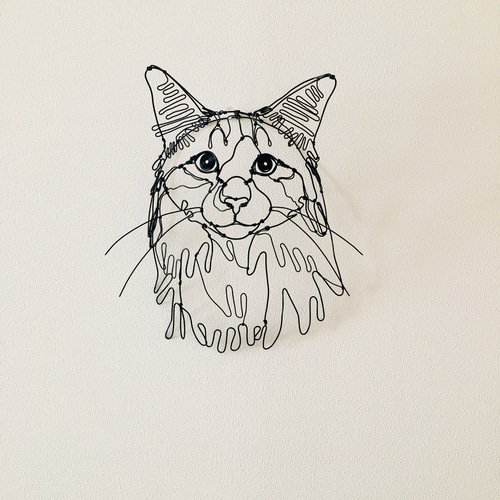 ワイヤーアート ワイヤークラフト 猫 ねこ ネコ【受注制作