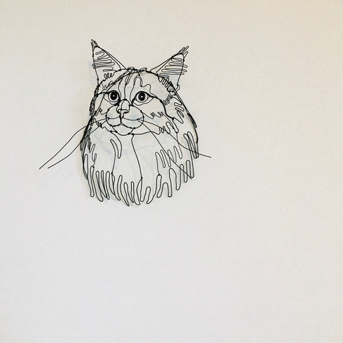 ワイヤーアート ワイヤークラフト 猫 ねこ ネコ【受注制作】 立体 