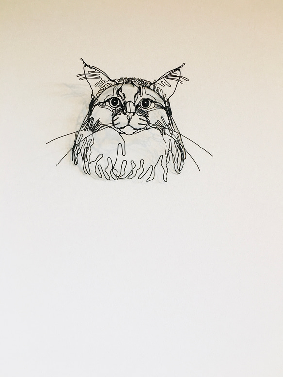 ワイヤーアート　ワイヤークラフト　お祭り猫ちゃん 猫ちゃんのwelcome】赤orグレーをお選びください♡ ワイヤー