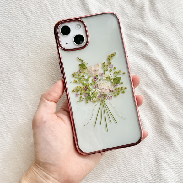 botanical bouquet/pink】 押し花スマホケース 全機種対応 botanical bouquet/pink】 押し花スマホケース 全機種対応