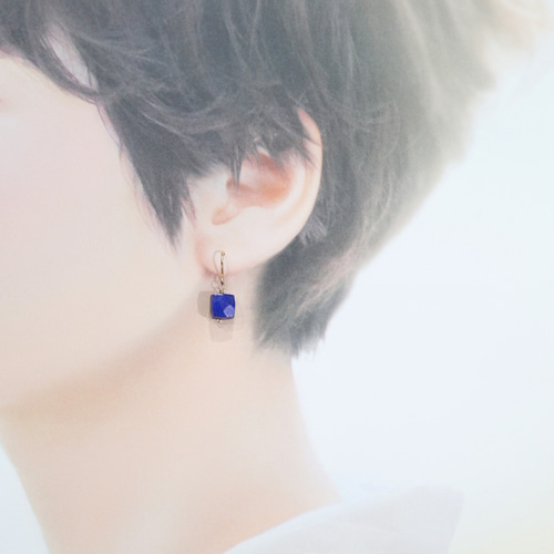 AAA品質】ラピスラズリのサイコロピアス＊14KGF＊silver925 
