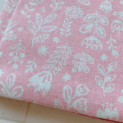 【B6サイズ・四六判】ピンクの可愛い植物　お花柄手帳カバー　ブックカバー 7枚目の画像