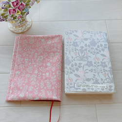 【B6サイズ・四六判】ピンクの可愛い植物　お花柄手帳カバー　ブックカバー 6枚目の画像