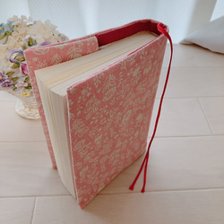 【B6サイズ・四六判】ピンクの可愛い植物　お花柄手帳カバー　ブックカバー 5枚目の画像
