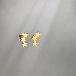 3スター・ゴールド・金属アレルギー対応ピアス・ノンホールイヤリング 10枚目の画像