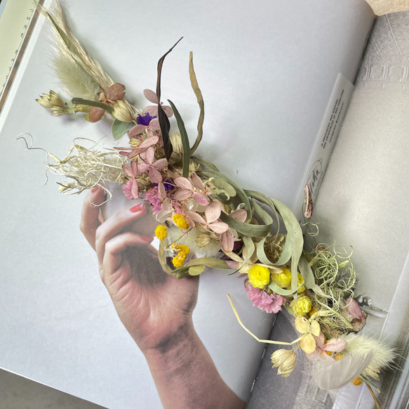 【sale】草花のブラシスワッグ　貝殻の欠片のゆらゆら　インテリア&ディスプレイ 5枚目の画像