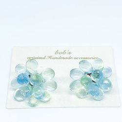【popular】glass beads pierce/earring＊ mix aquamarine green 3枚目の画像