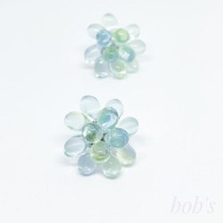 【popular】glass beads pierce/earring＊ mix aquamarine green 1枚目の画像