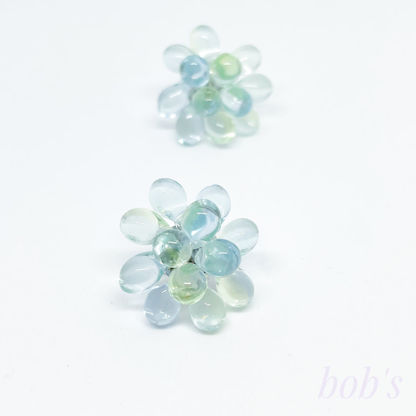 【popular】glass beads pierce/earring＊ mix aquamarine green 1枚目の画像
