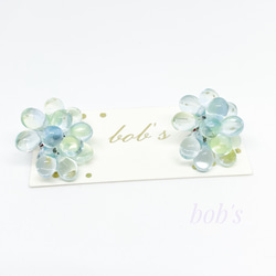 【popular】glass beads pierce/earring＊ mix aquamarine green 2枚目の画像
