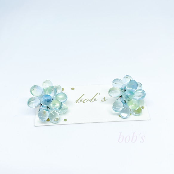 【popular】glass beads pierce/earring＊ mix aquamarine green 10枚目の画像