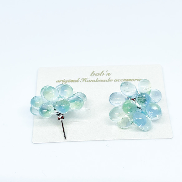 【popular】glass beads pierce/earring＊ mix aquamarine green 5枚目の画像