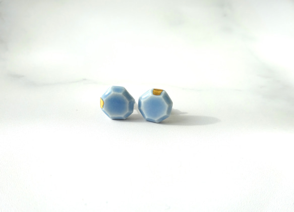 kotsubu 陶瓷耳環（八角形/淺藍色） 第1張的照片