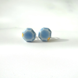 kotsubu 陶瓷耳環（八角形/淺藍色） 第2張的照片